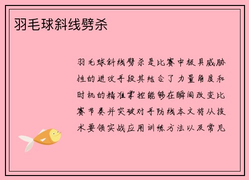 羽毛球斜线劈杀
